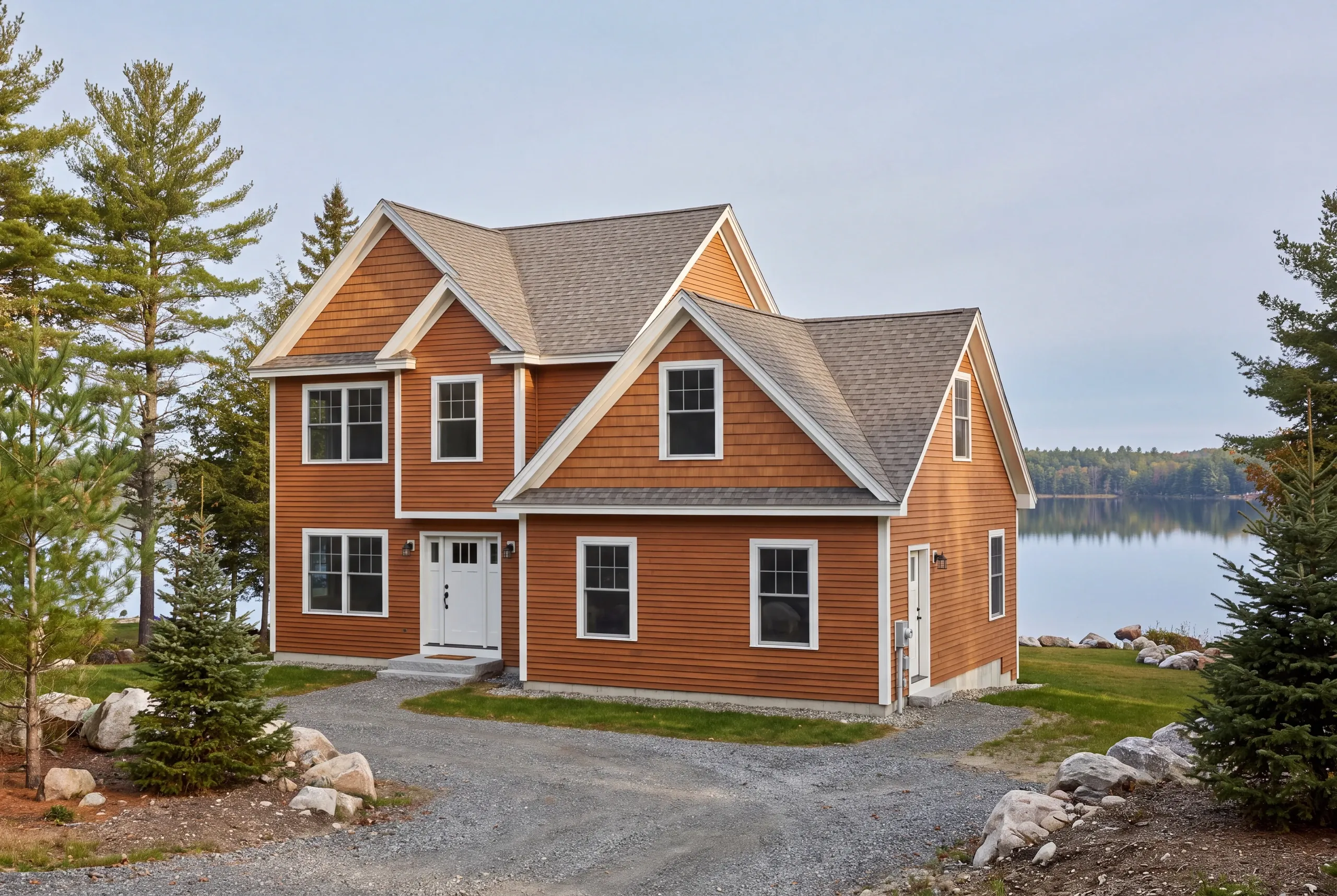 Lakefront home on China Lake having siding replaced