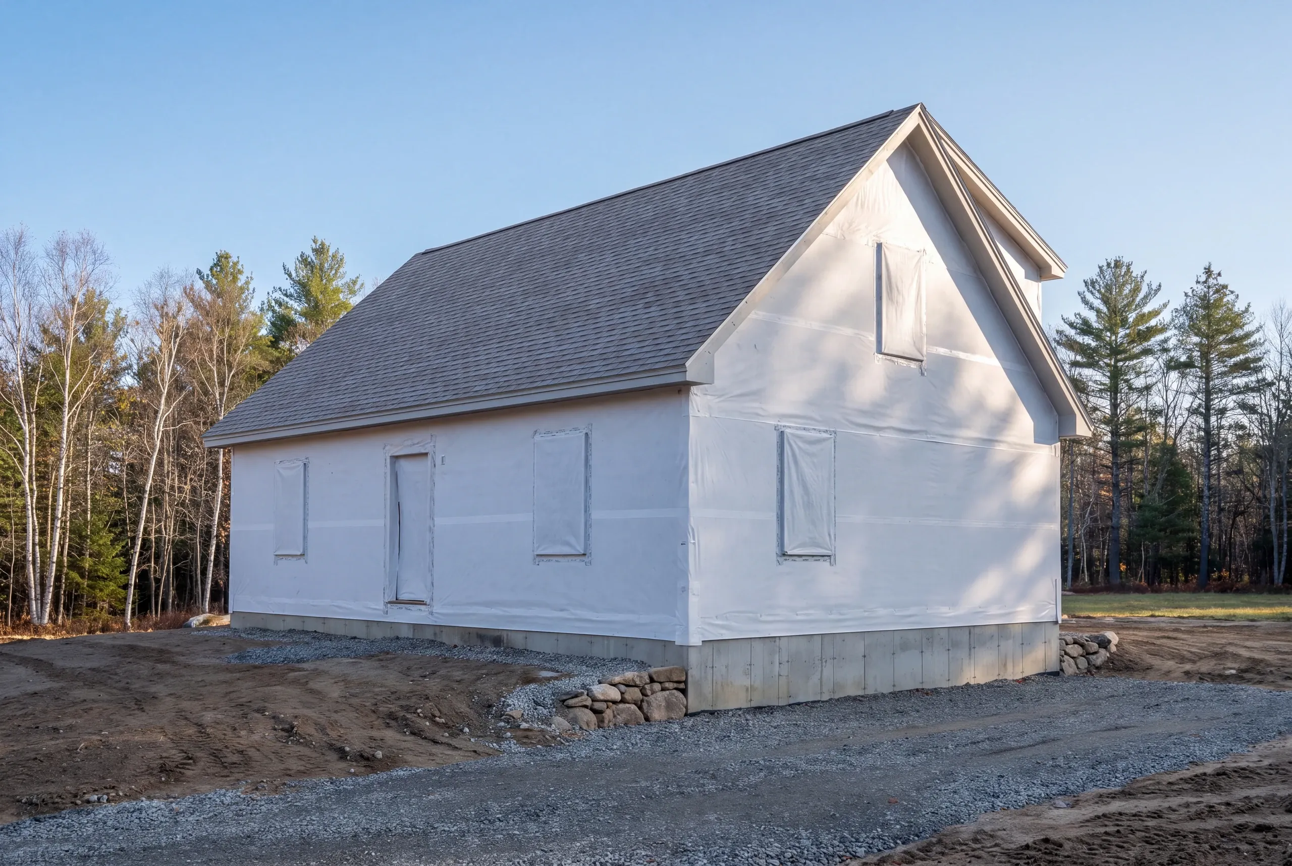 New house wrap on a Clinton village home