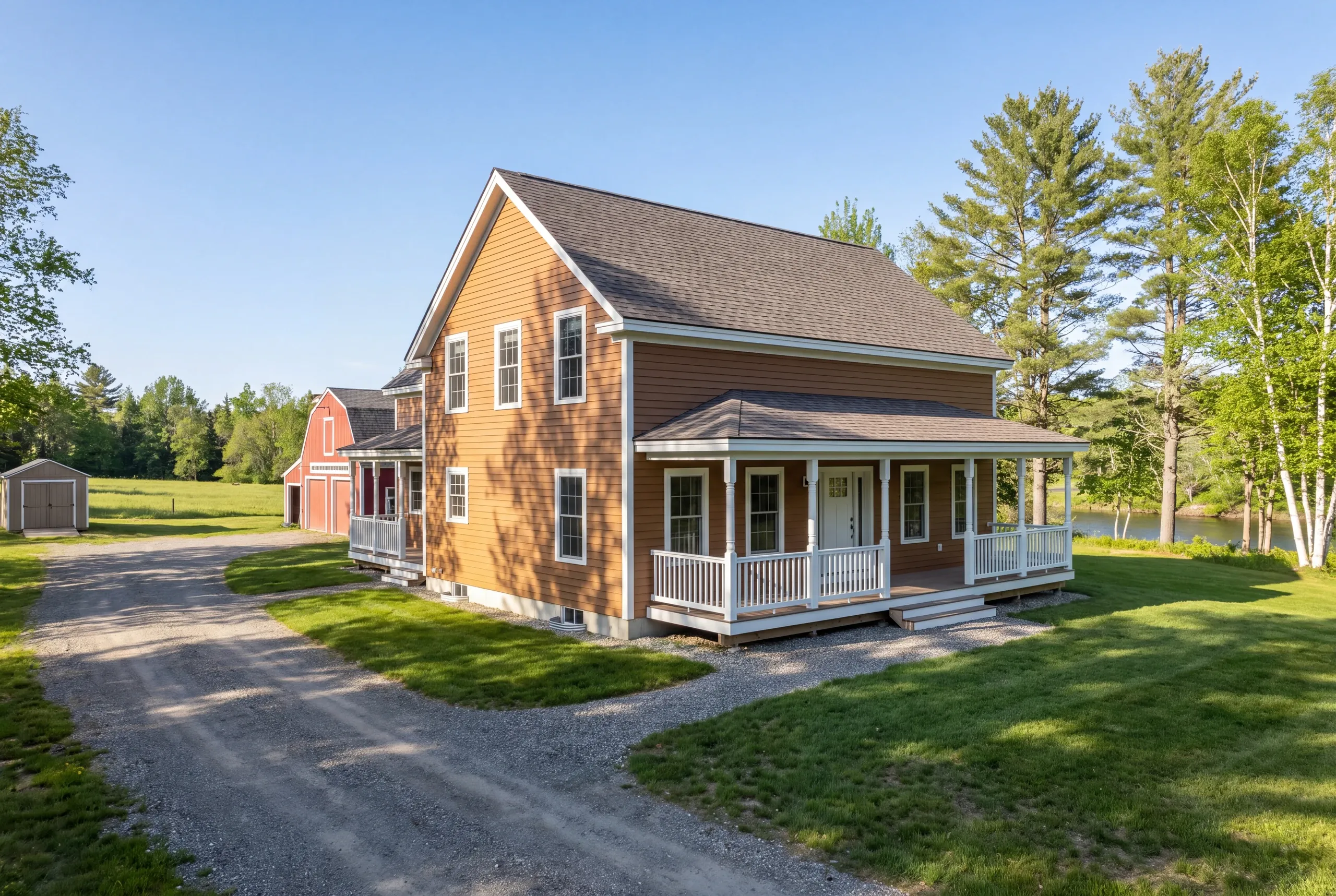 Finished siding on a Sebasticook River farmhouse in Clinton