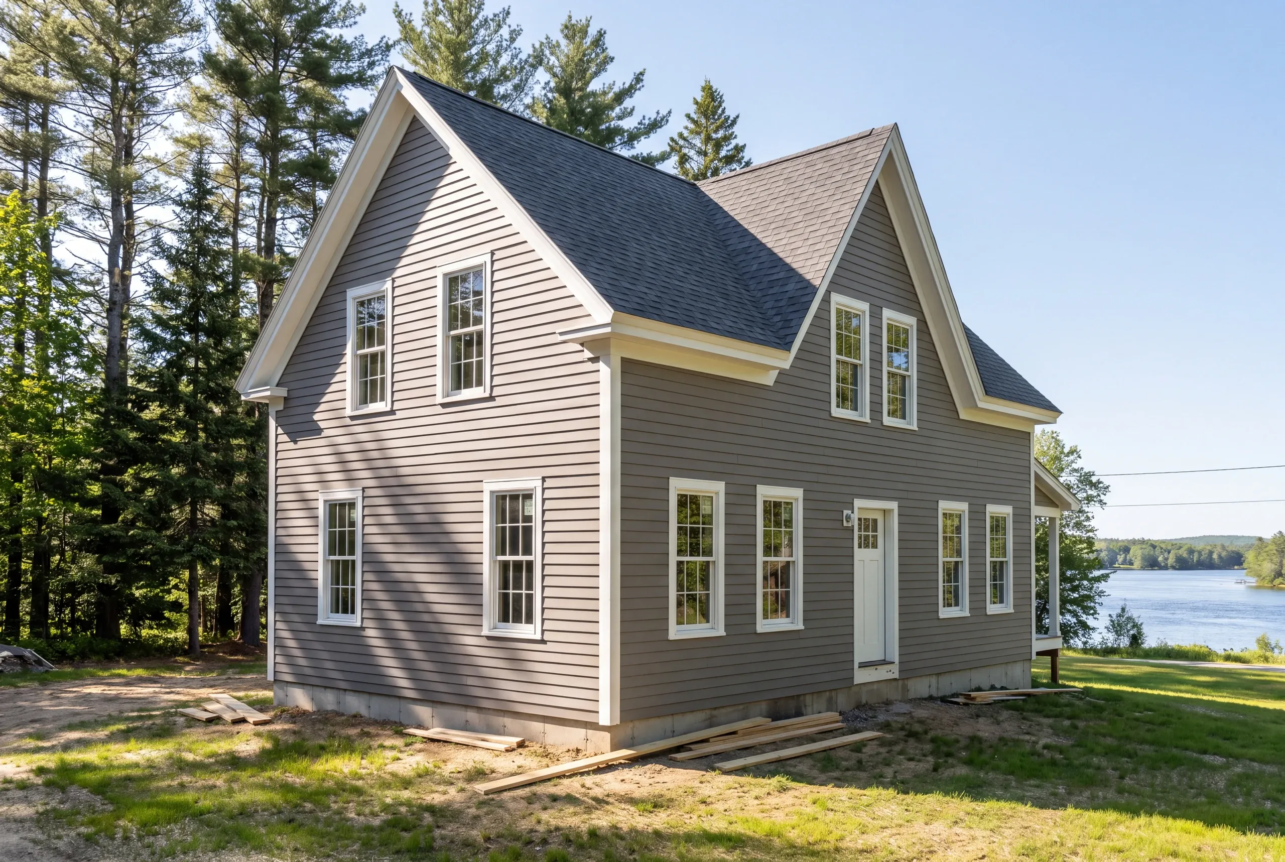 Siding contractor Fairfield, ME rebuilding trim on a riverfront Victorian