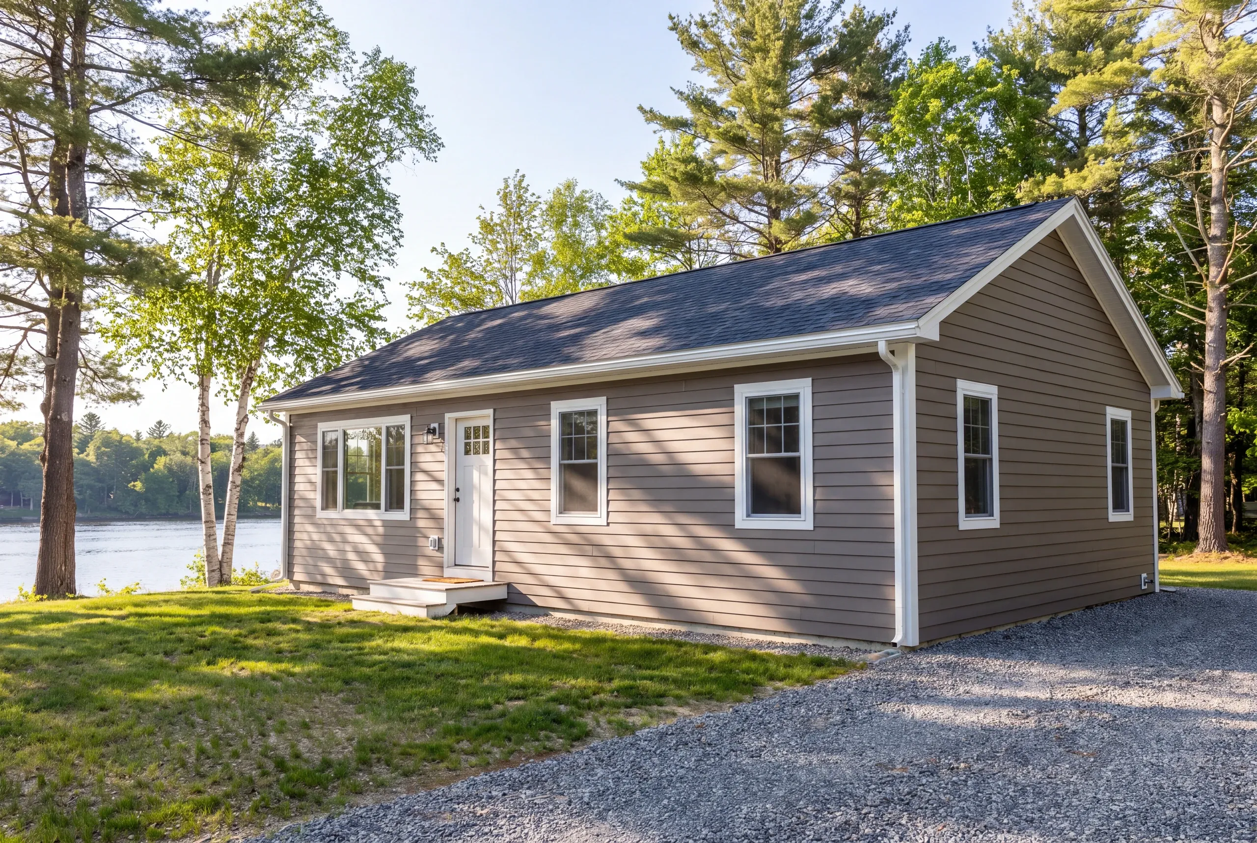Finished siding and trim on a Fairfield riverfront home