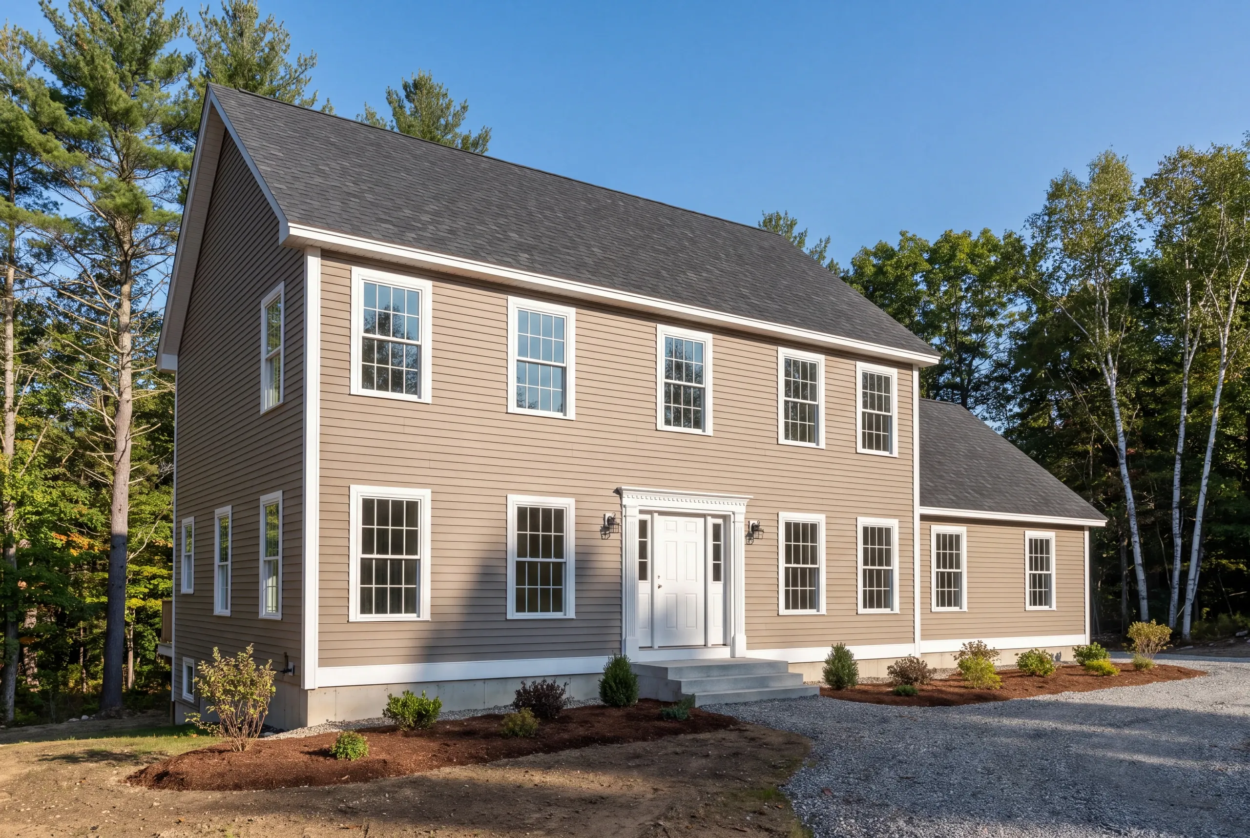 Finished siding on a Farmington village home
