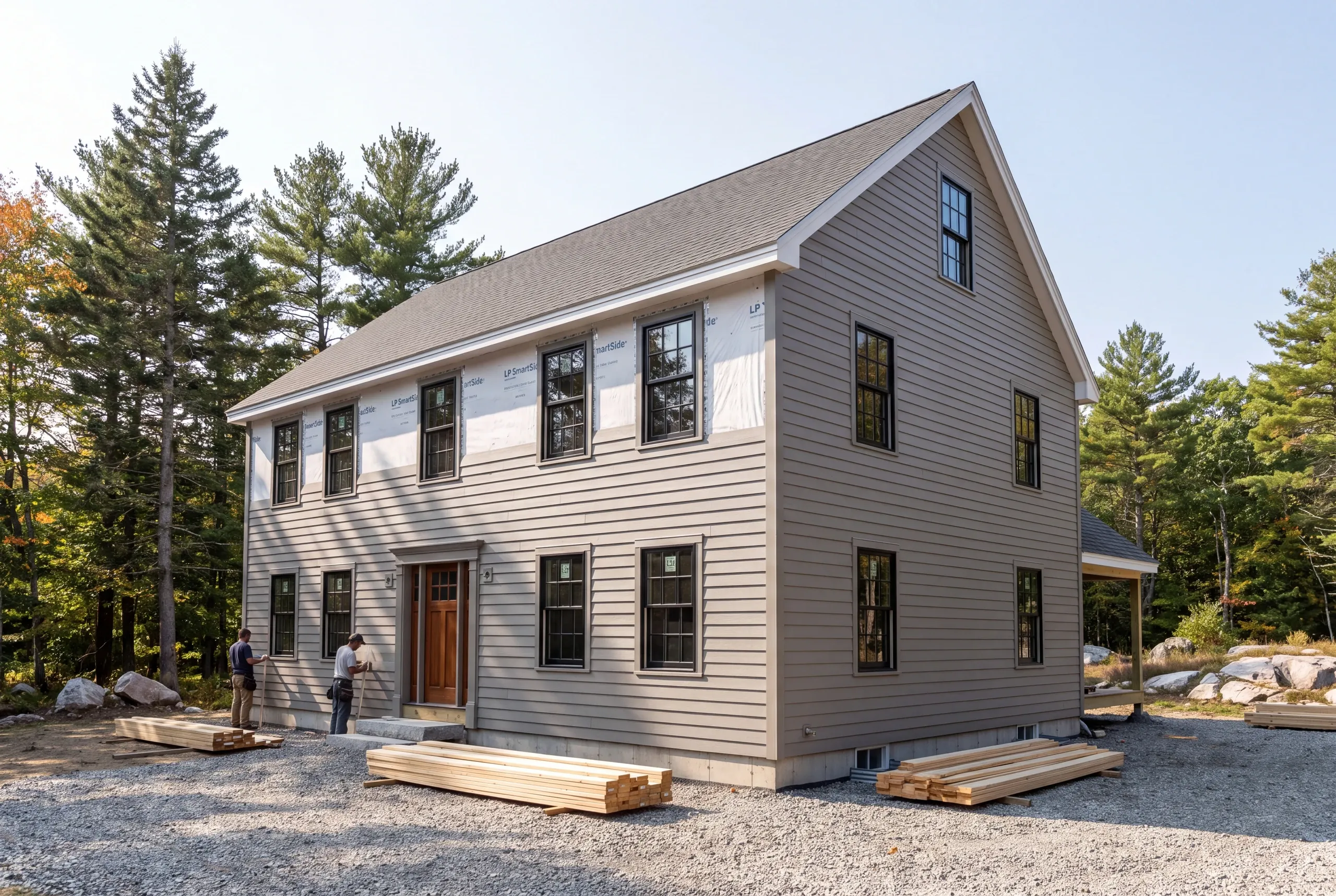 Historic Gardiner house with original clapboard being restored