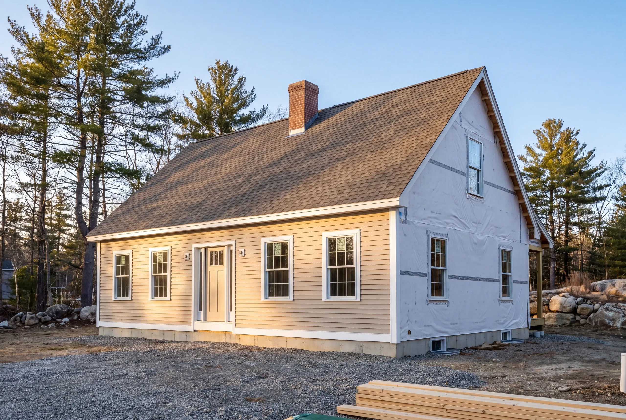 Cedar clapboard being installed on a Gardiner Common home