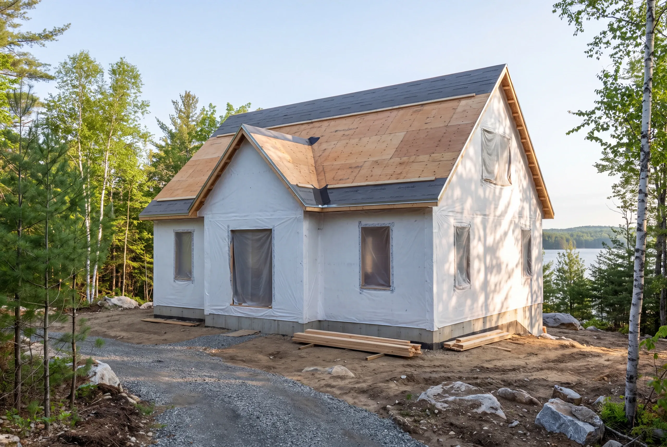 Cedar shingle siding on a Messalonskee Lake house in Oakland