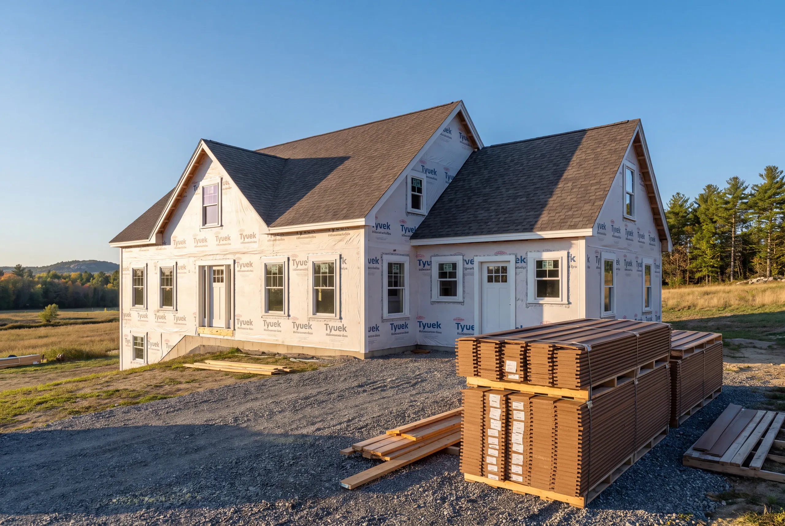 Siding contractor Sidney, ME installing siding on an open farmland property