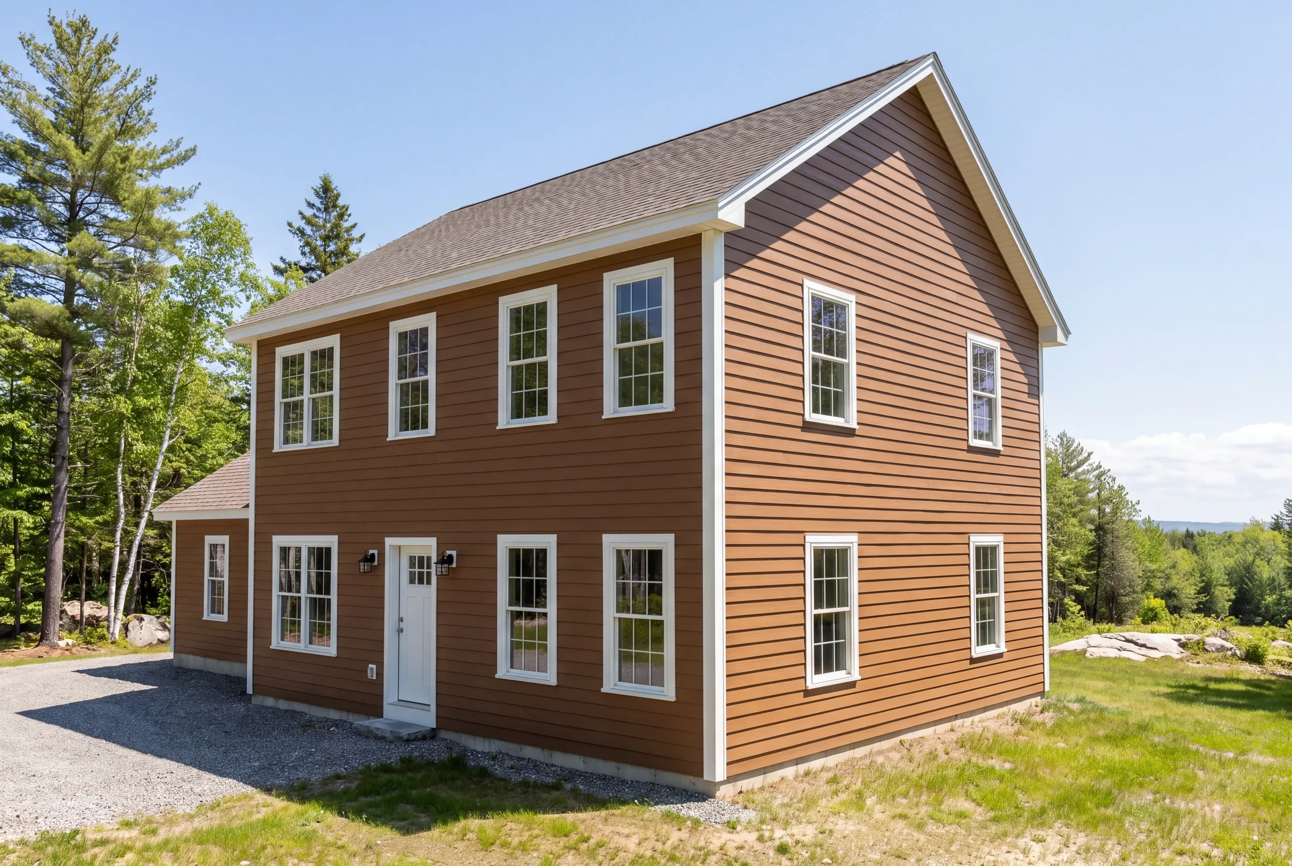 Finished siding on a rural Vassalboro property