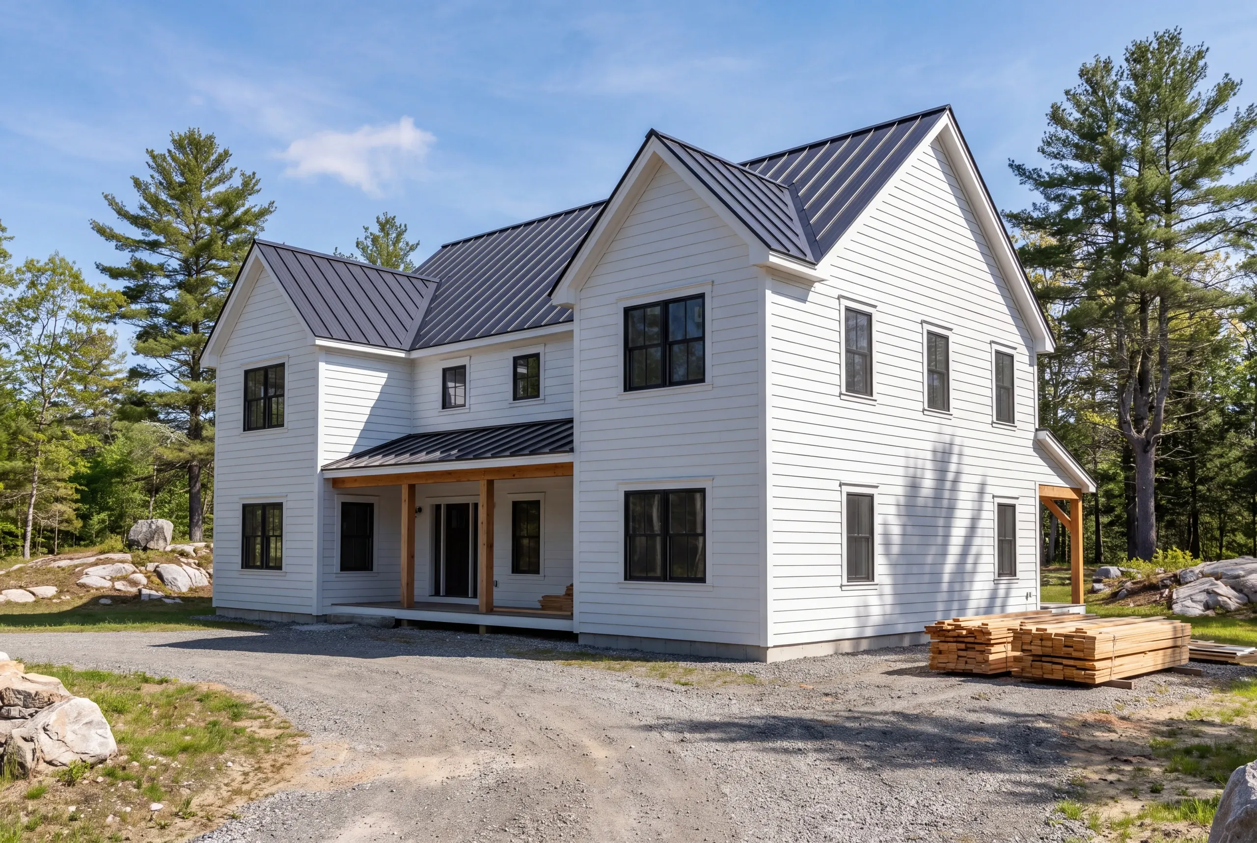 Engineered wood siding on a Route 218 farm property