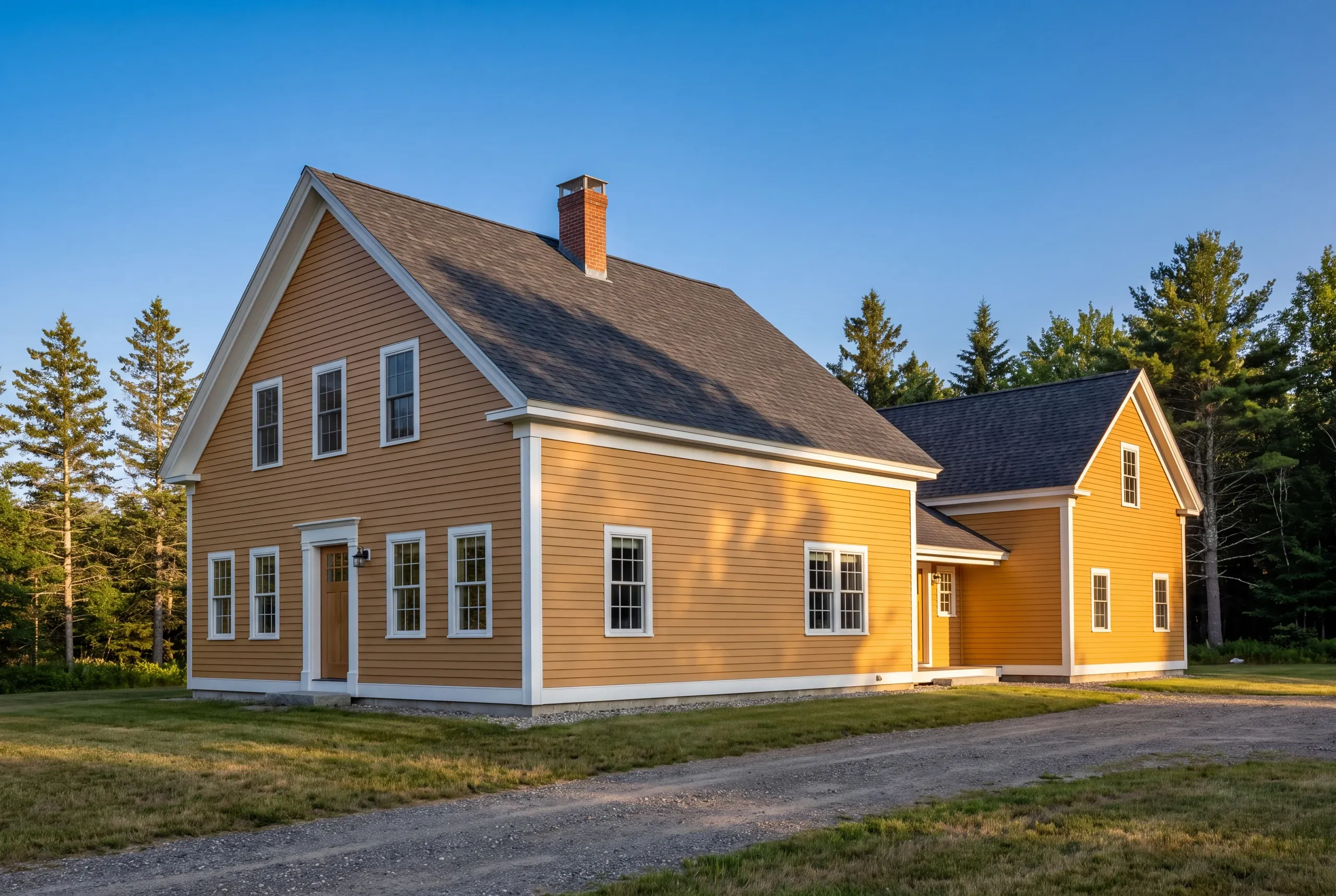 Finished siding on a Whitefield farmhouse and ell