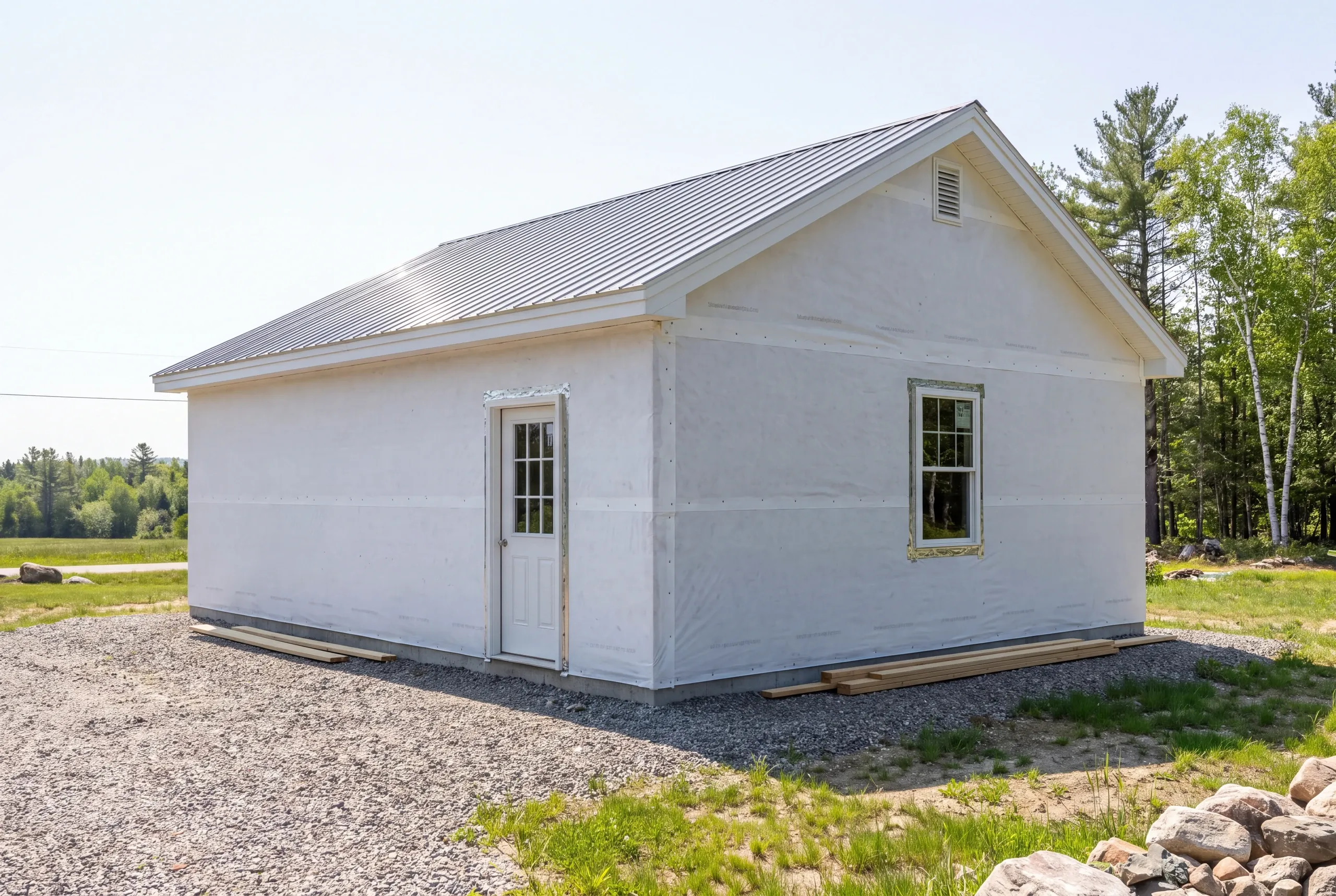 Siding contractor Windsor, ME installing board and batten on a farm outbuilding