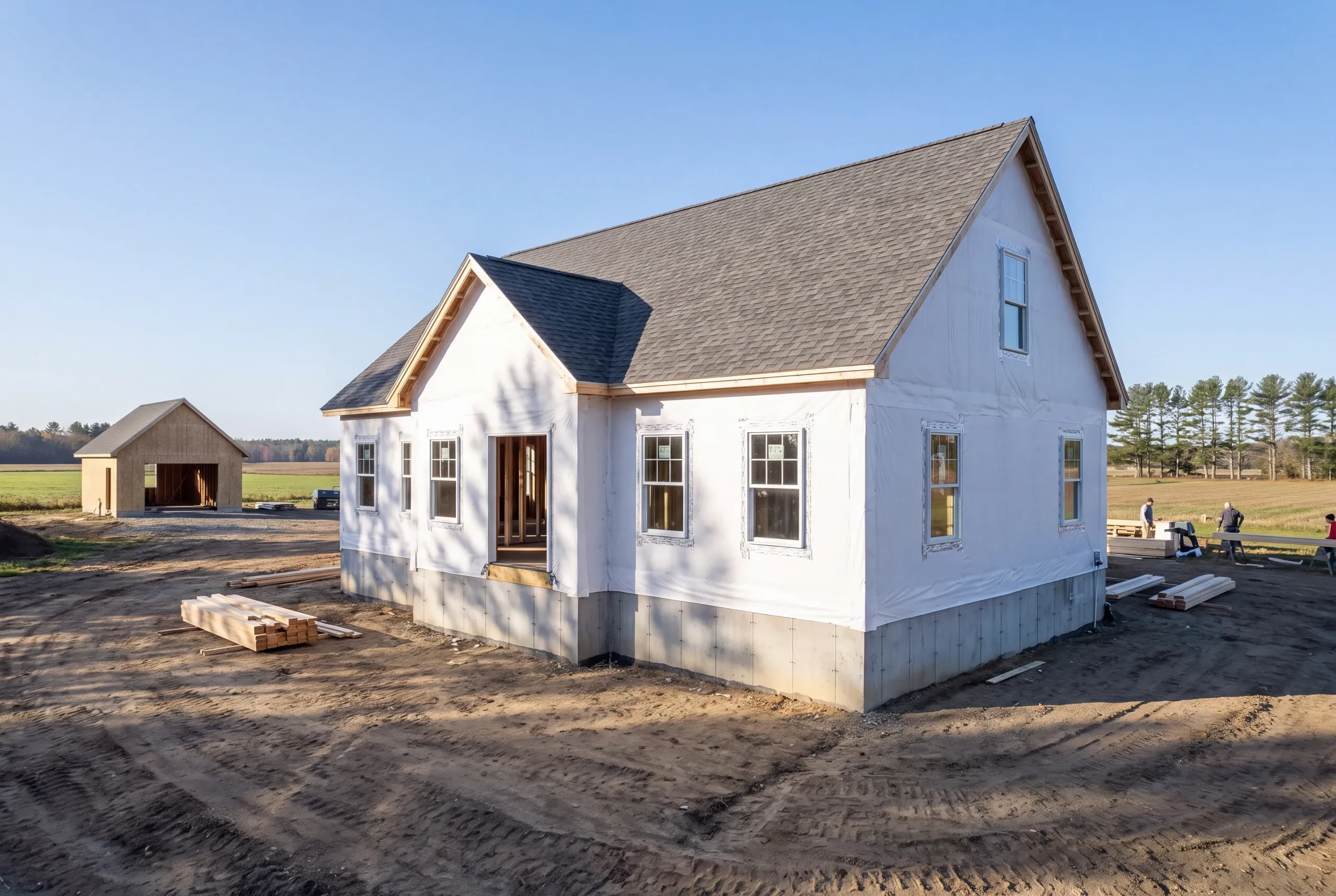 Open farm parcel with several outbuildings in Windsor